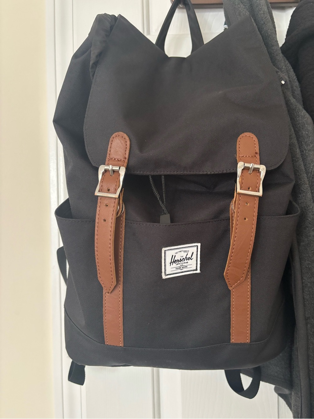 Herschel Supply Company Black Backpack with Brown Strap Accents